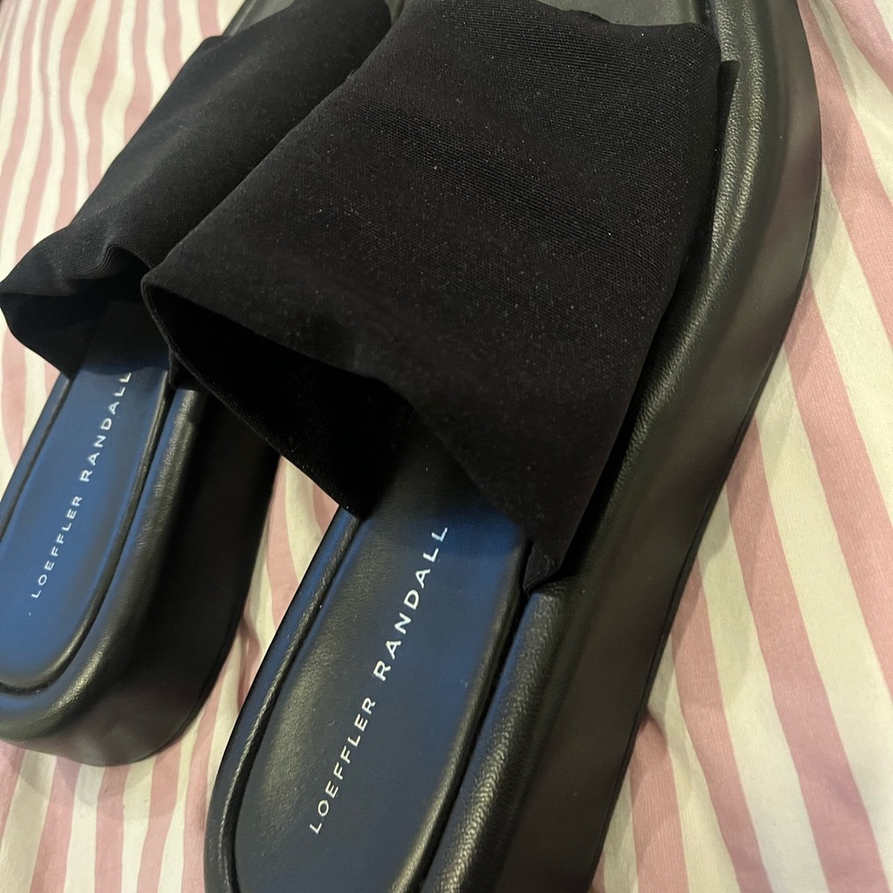 Loeffler Randall Women's Open Toe Slide Sandals Black Size 7.5